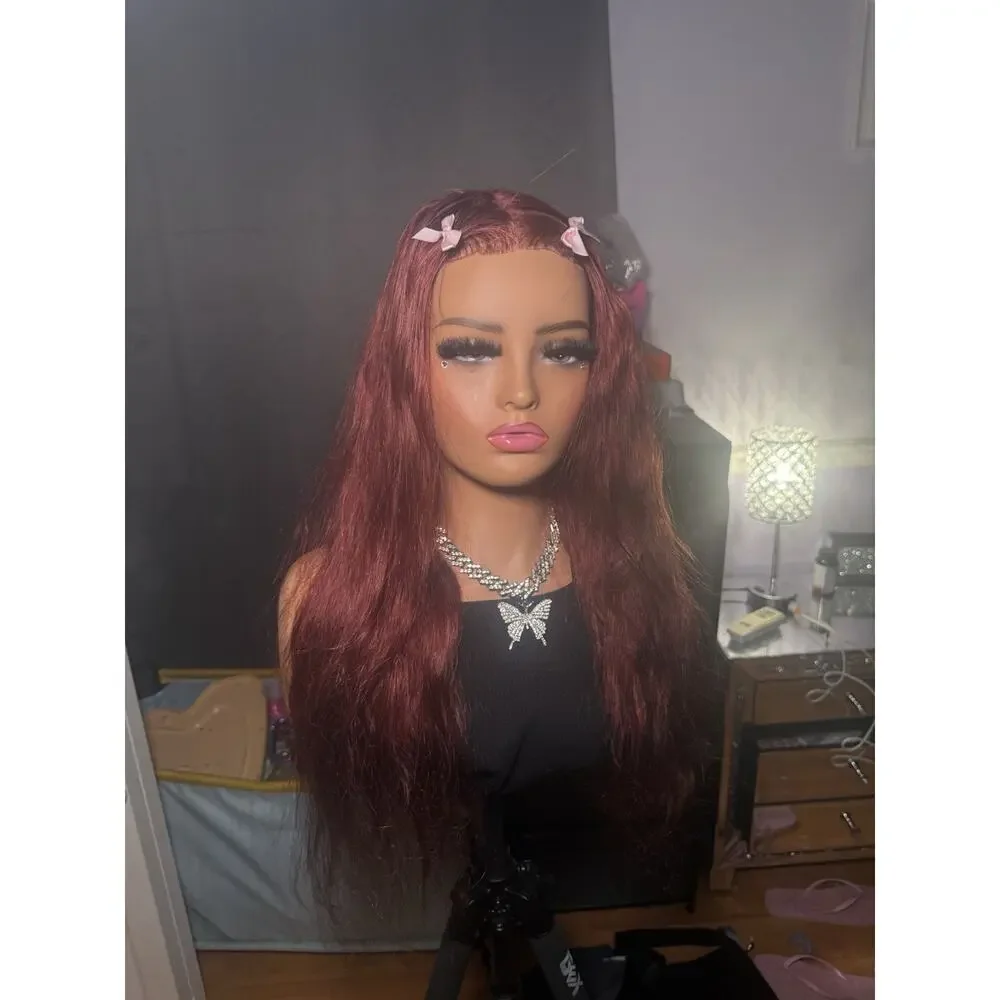 100% Human Hair 13x4 Lace Front Wig Burgundy